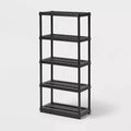 5 Tier Plastic Shelf Unit Black - Brightroom™: Utility Storage Shelving, 5 Open Shelves, 150 lb Capacity, 73.5" Height