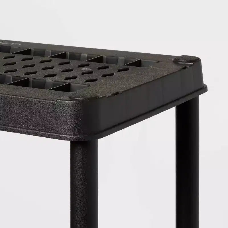5 Tier Plastic Shelf Unit Black ;: Utility Storage Shelving, 5 Open Shelves, 150 lb Capacity, 73.5" Height