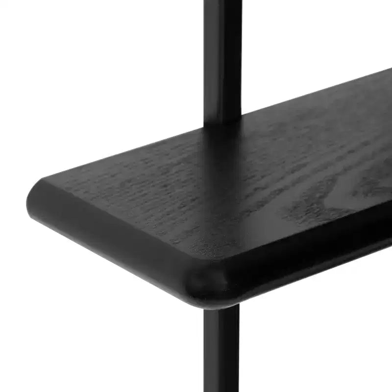 Black and White Decorative Shelf: Modern-style wall-mounted storage rack, three-tier design.