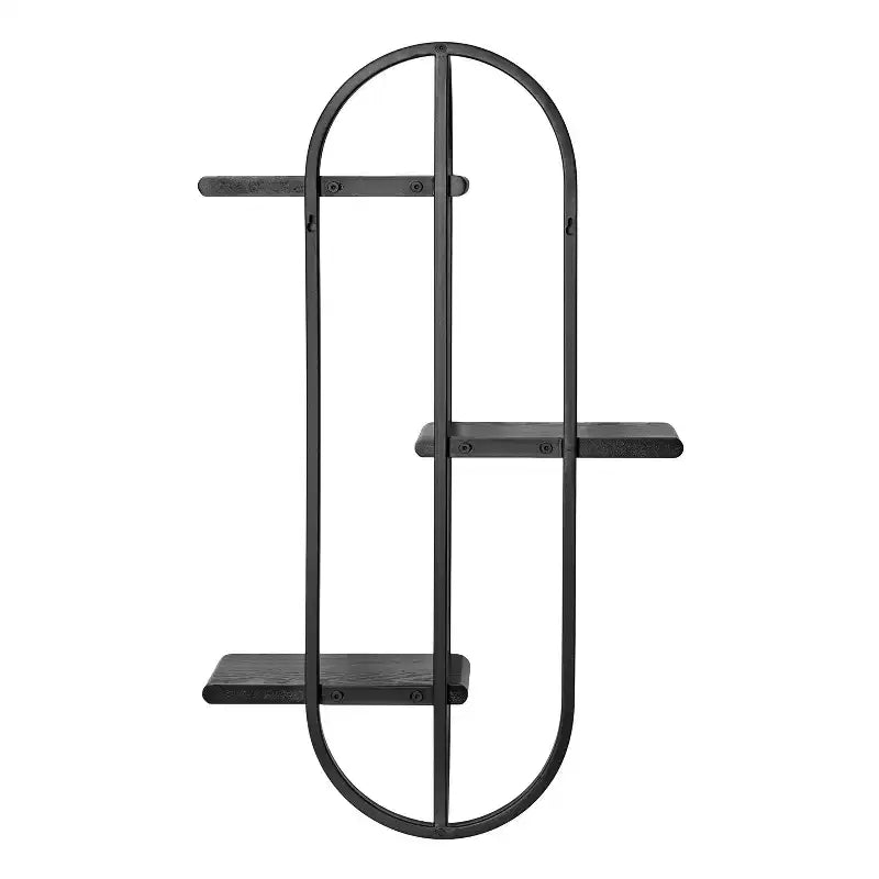 Black and White Decorative Shelf: Modern-style wall-mounted storage rack, three-tier design.