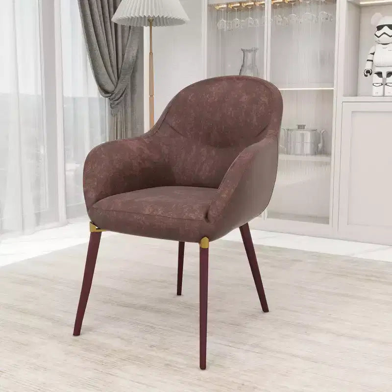 LeisureMod Elias Dining Chairs Set of 2 Upholstered Leather Or Velvet Seats with Powder-Coated Legs, Modern Kitchen, Dining Room, Cafe Seating