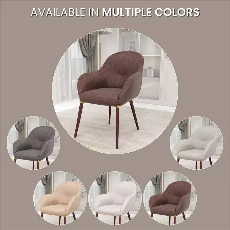 LeisureMod Elias Dining Chairs Set of 2 Upholstered Leather Or Velvet Seats with Powder-Coated Legs, Modern Kitchen, Dining Room, Cafe Seating