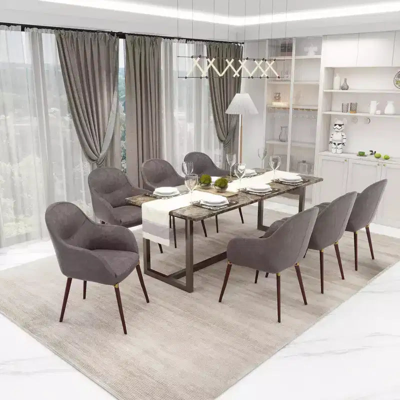 LeisureMod Elias Dining Chairs Set of 2 Upholstered Leather Or Velvet Seats with Powder-Coated Legs, Modern Kitchen, Dining Room, Cafe Seating
