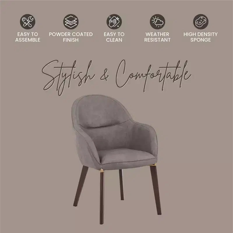 LeisureMod Elias Dining Chairs Set of 2 Upholstered Leather Or Velvet Seats with Powder-Coated Legs, Modern Kitchen, Dining Room, Cafe Seating