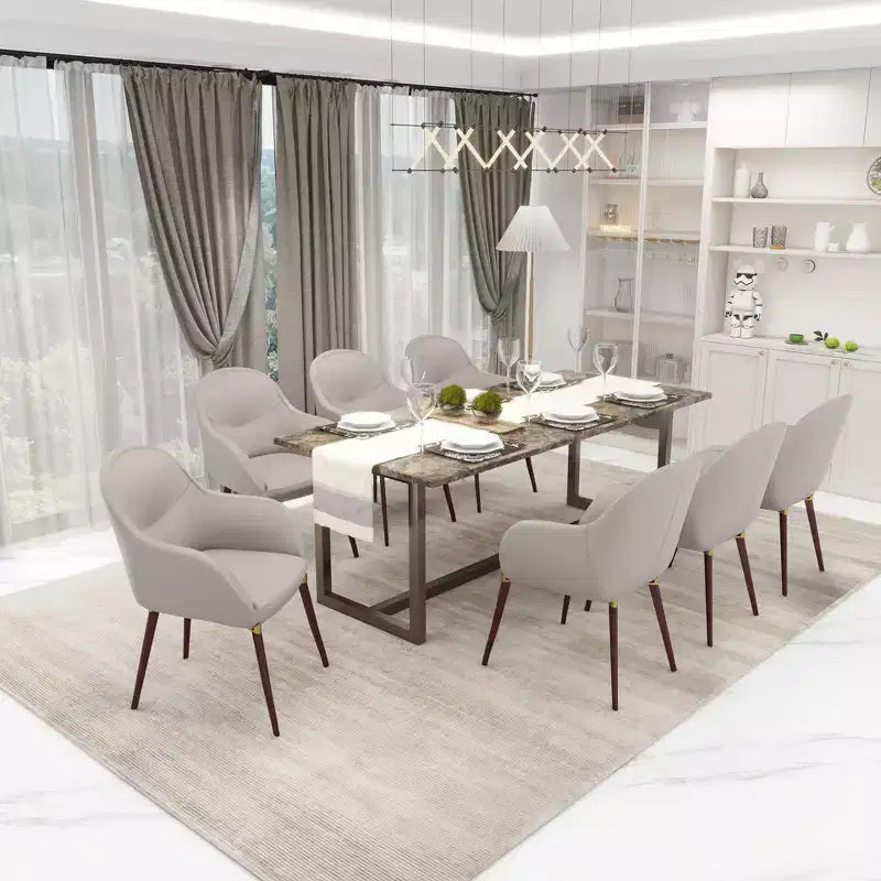 LeisureMod Elias Dining Chairs Set of 2 Upholstered Leather Or Velvet Seats with Powder-Coated Legs, Modern Kitchen, Dining Room, Cafe Seating