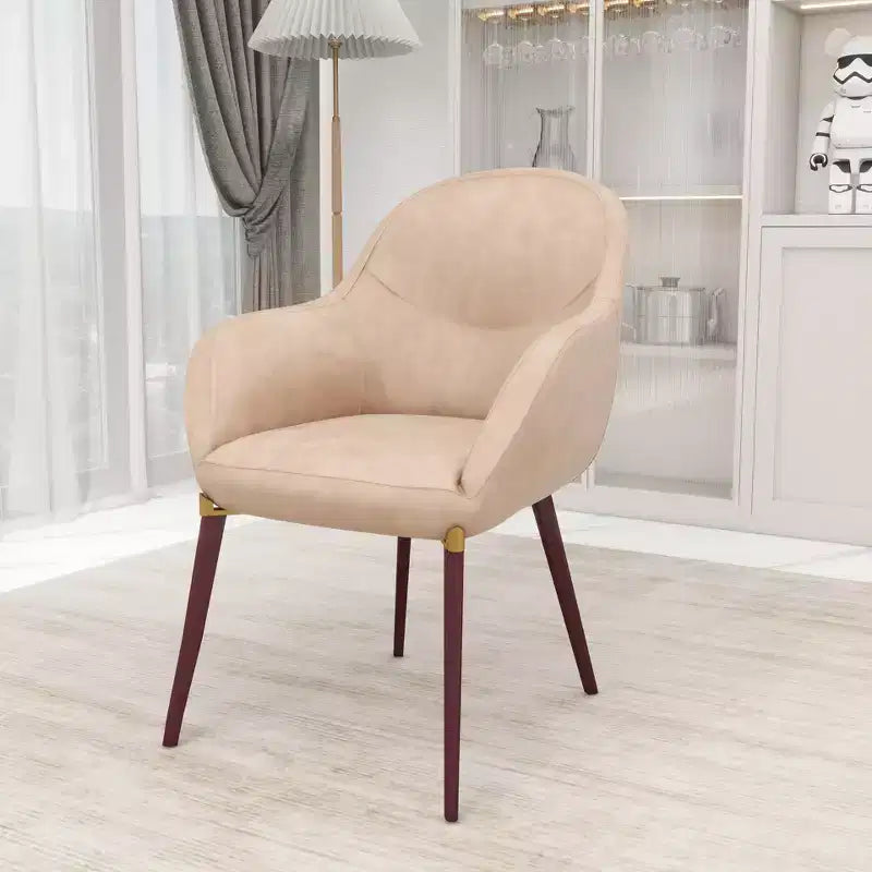LeisureMod Elias Dining Chairs Set of 2 Upholstered Leather Or Velvet Seats with Powder-Coated Legs, Modern Kitchen, Dining Room, Cafe Seating