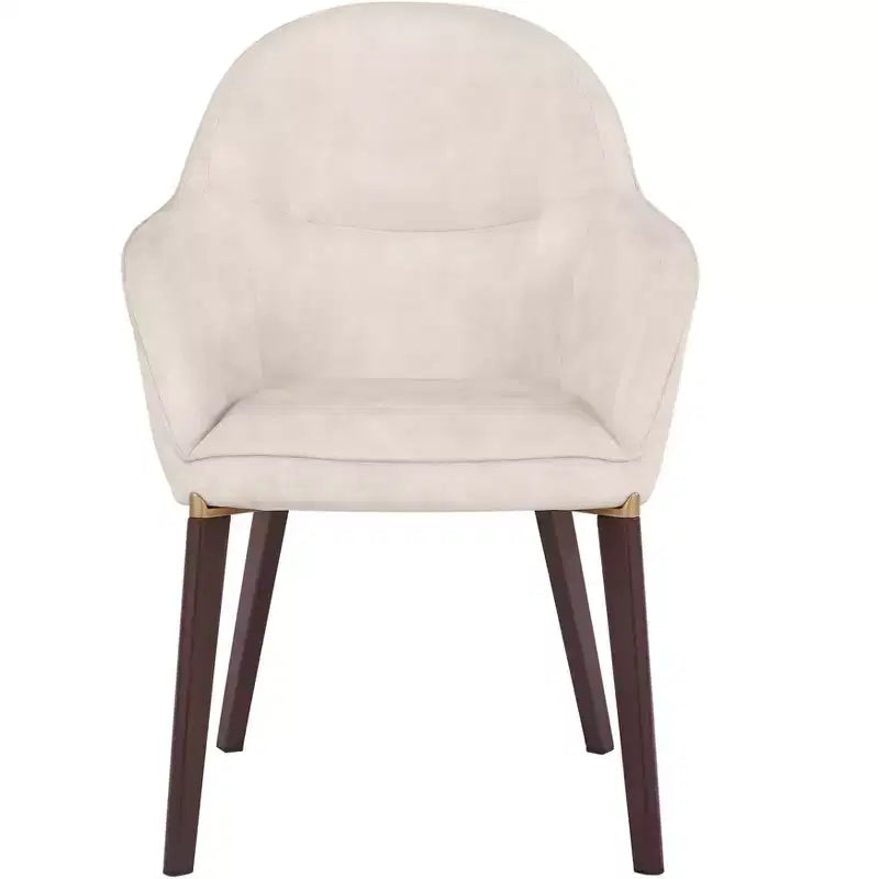 LeisureMod Elias Dining Chairs Set of 2 Upholstered Leather Or Velvet Seats with Powder-Coated Legs, Modern Kitchen, Dining Room, Cafe Seating