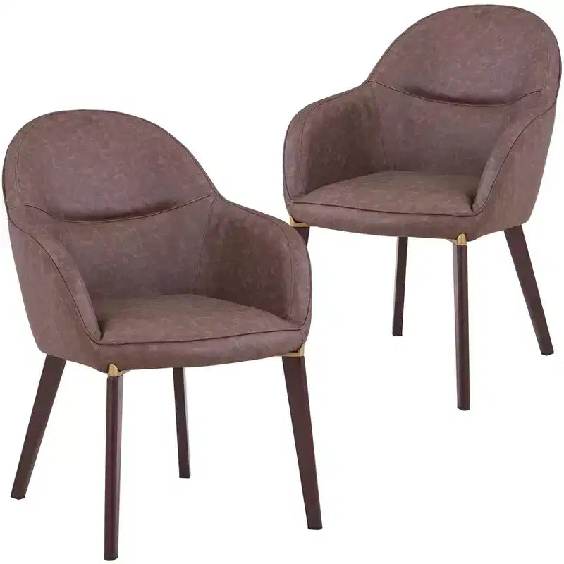 LeisureMod Elias Dining Chairs Set of 2 Upholstered Leather Or Velvet Seats with Powder-Coated Legs, Modern Kitchen, Dining Room, Cafe Seating