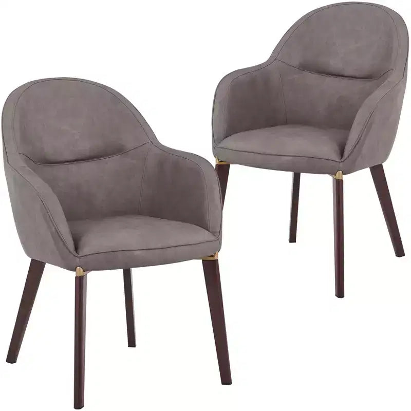 LeisureMod Elias Dining Chairs Set of 2 Upholstered Leather Or Velvet Seats with Powder-Coated Legs, Modern Kitchen, Dining Room, Cafe Seating