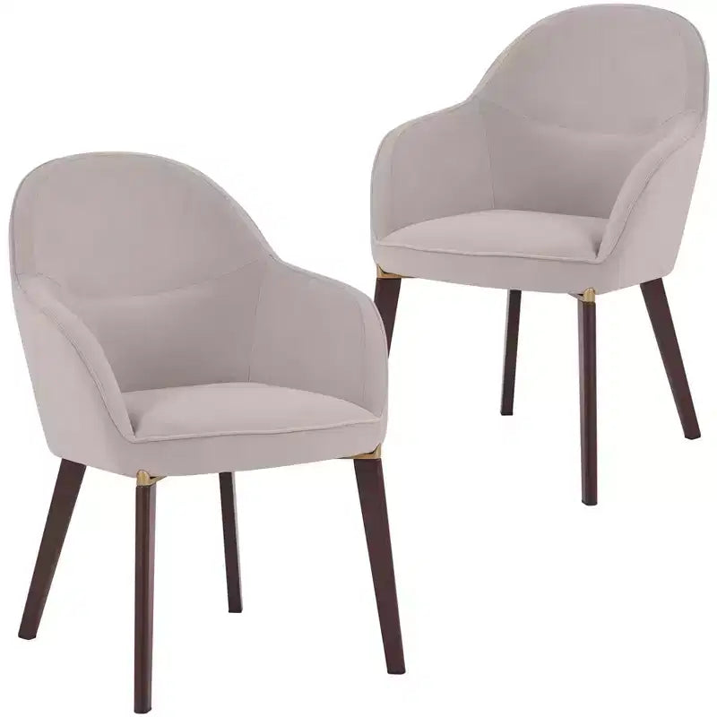 LeisureMod Elias Dining Chairs Set of 2 Upholstered Leather Or Velvet Seats with Powder-Coated Legs, Modern Kitchen, Dining Room, Cafe Seating