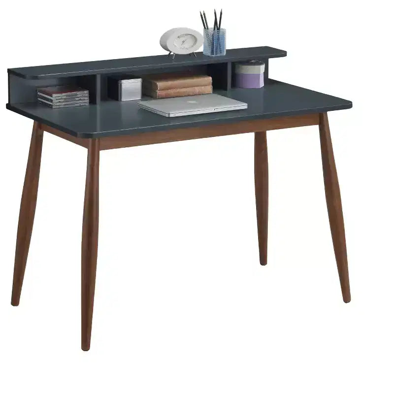 Storage Wood Office Desk, Gray Blue