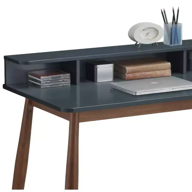 Storage Wood Office Desk, Gray Blue