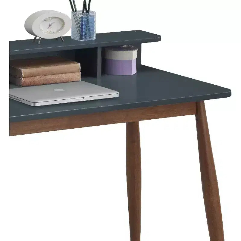 Storage Wood Office Desk, Gray Blue
