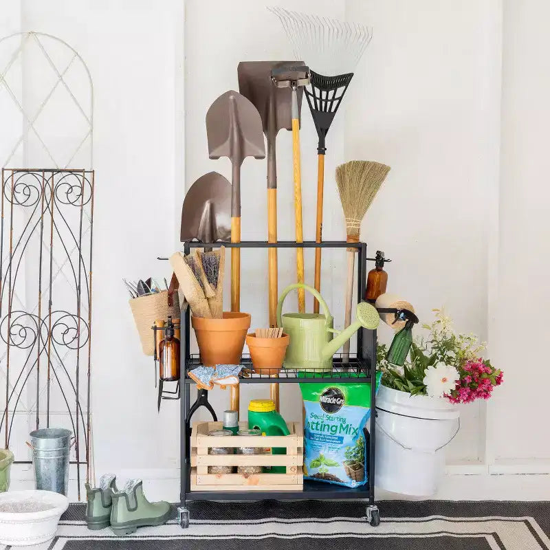 Teal Triangle The Everything Utility Cart with Pegboard & Bucket Rack