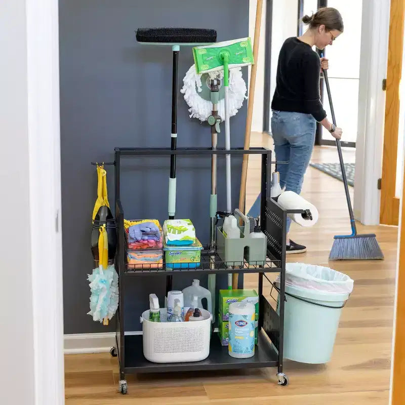 Teal Triangle The Everything Utility Cart with Pegboard & Bucket Rack