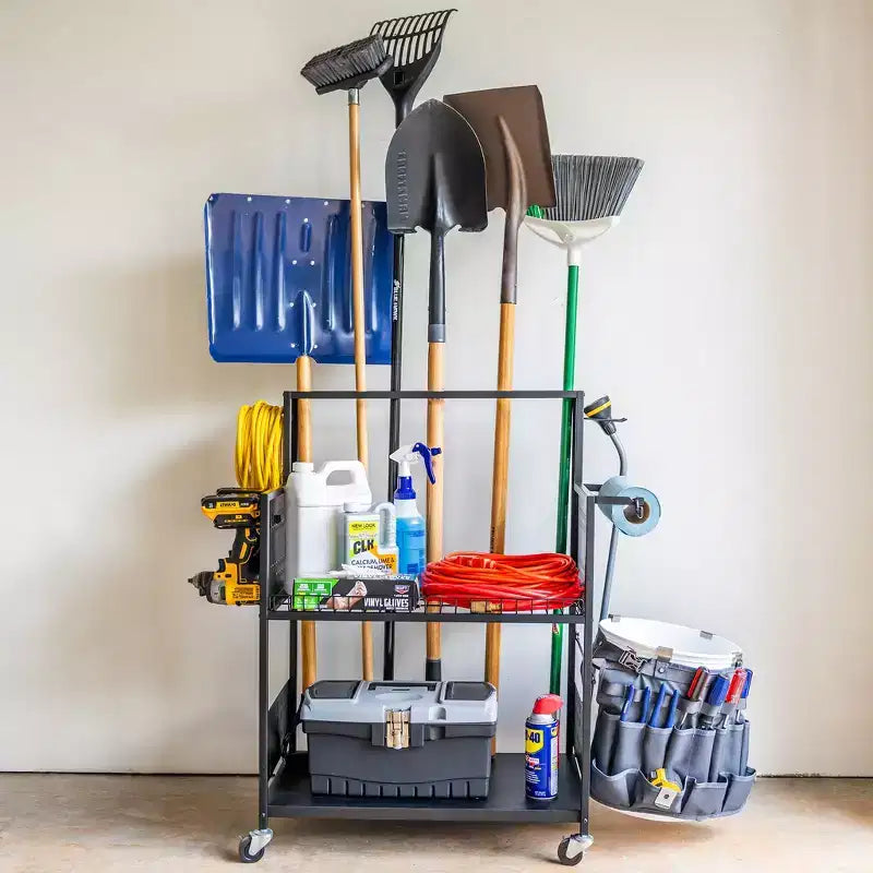 Teal Triangle The Everything Utility Cart with Pegboard & Bucket Rack