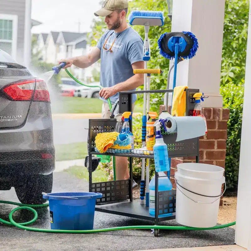 Teal Triangle The Everything Utility Cart with Pegboard & Bucket Rack