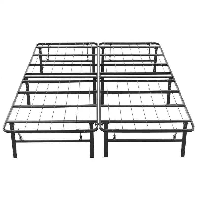 Folding Metal Bed Frame, 14 Inch Platform Mattress Foundation, King