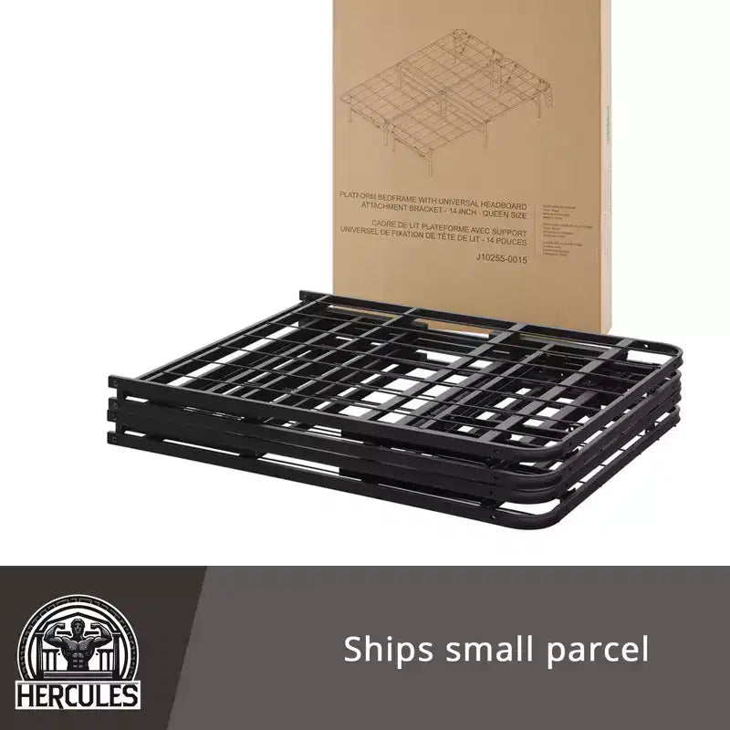 Folding Metal Bed Frame, 14 Inch Platform Mattress Foundation, King