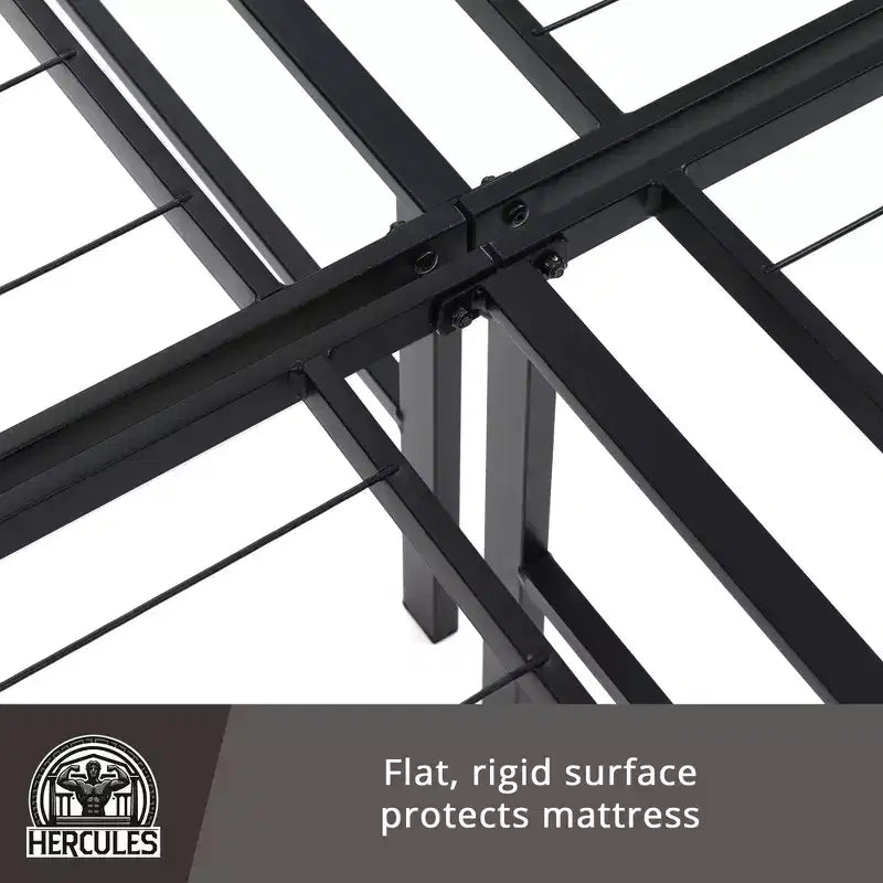 Folding Metal Bed Frame, 14 Inch Platform Mattress Foundation, King