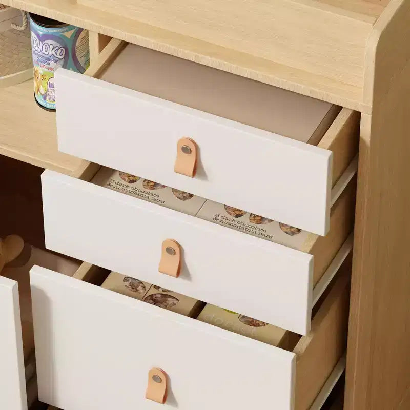 Baby Changing Table Storage Cabinet With leather Pulls Large Worktop Four Drawers Rich Storage Space Practical and Safe