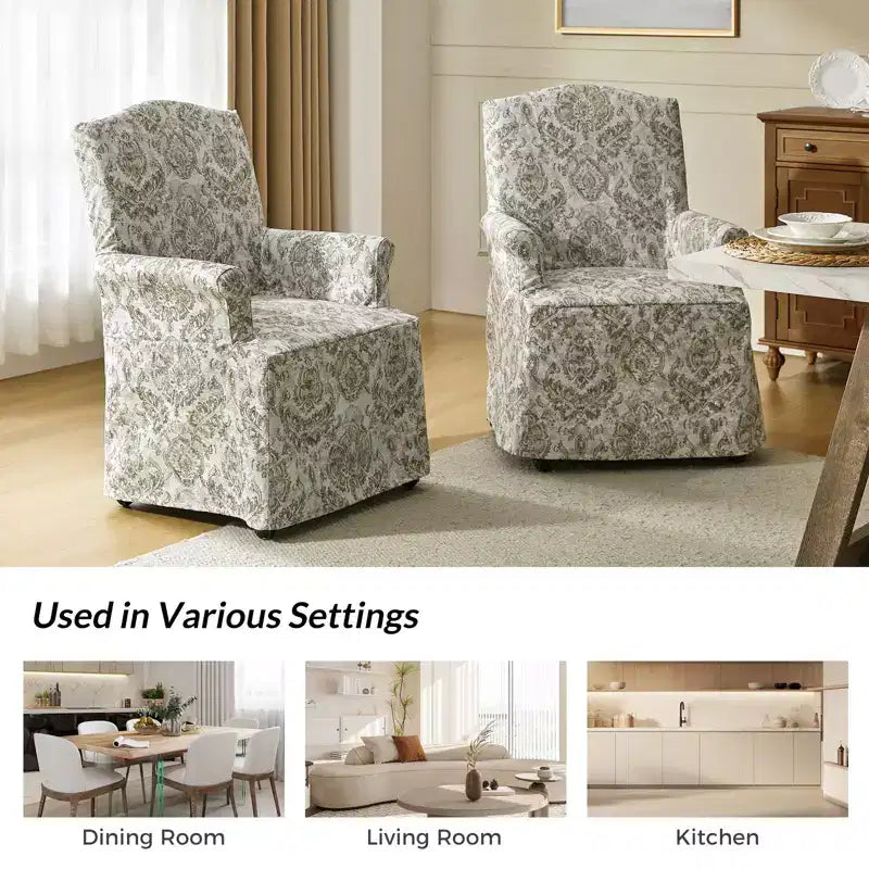 dining chair Set of 2 roll arms