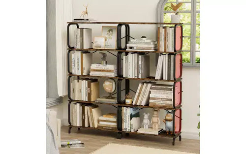 5 Tier 63H Large Book Shelf with Metal Frame, Home Office Open Bookshelf