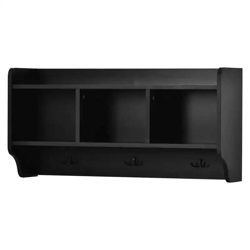 Modern Multiple Functions Hall Tree with 7-Metal Black Hooks and Ample Storage Drawer