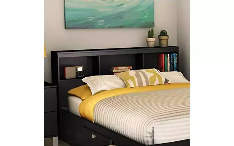 Bookcase Headboard Pure Black Spark Style Headboard