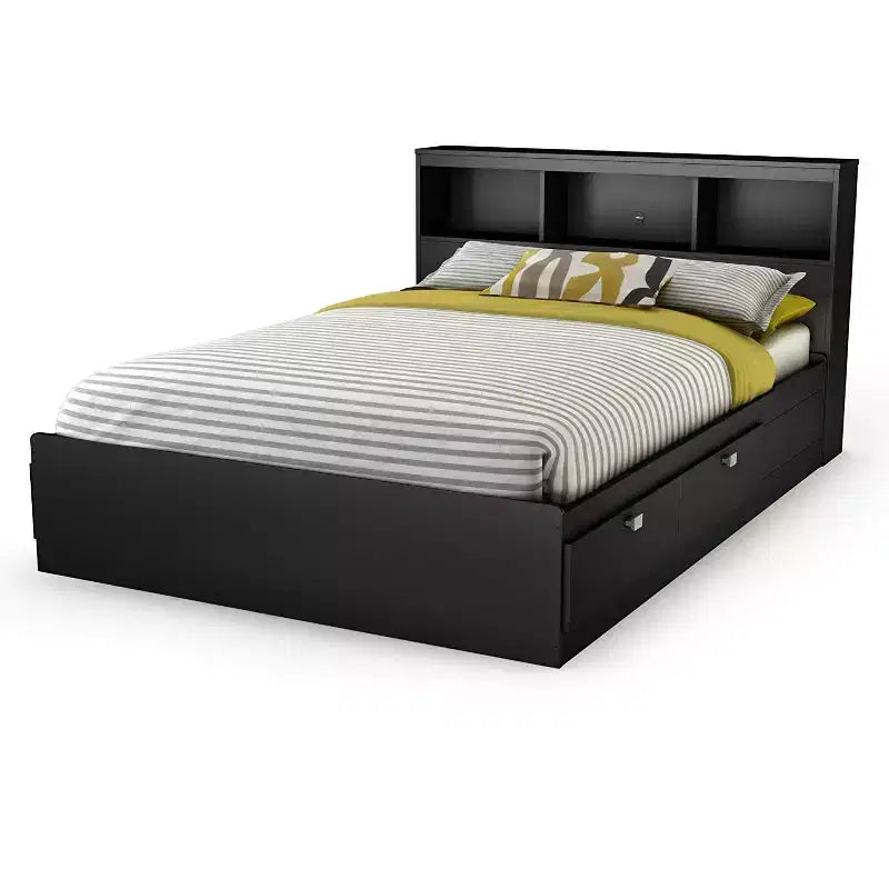 Bookcase Headboard Pure Black Spark Style Headboard