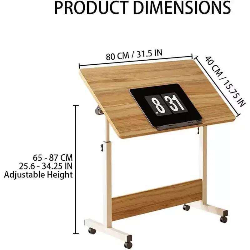 Adjustable Height Standing Desk on Wheels, Foldable Mobile Rolling Laptop Stand Portable Computer Workstations for Small Spaces Home Offices