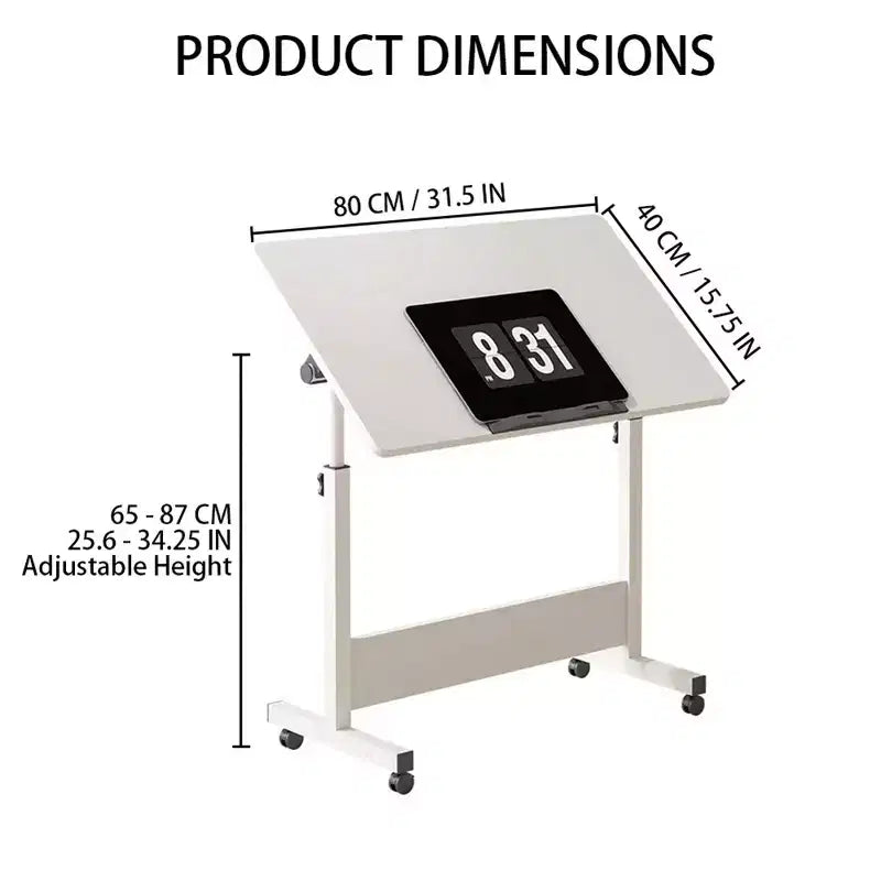 Adjustable Height Standing Desk on Wheels, Foldable Mobile Rolling Laptop Stand Portable Computer Workstations for Small Spaces Home Offices