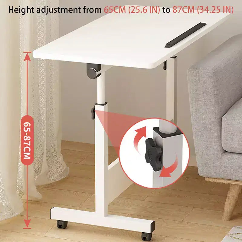 Adjustable Height Standing Desk on Wheels, Foldable Mobile Rolling Laptop Stand Portable Computer Workstations for Small Spaces Home Offices