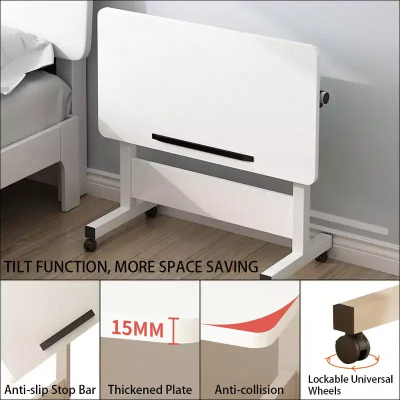 Adjustable Height Standing Desk on Wheels, Foldable Mobile Rolling Laptop Stand Portable Computer Workstations for Small Spaces Home Offices
