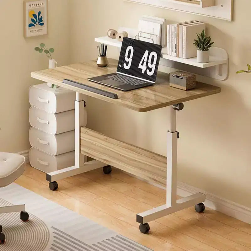 Adjustable Height Standing Desk on Wheels, Foldable Mobile Rolling Laptop Stand Portable Computer Workstations for Small Spaces Home Offices