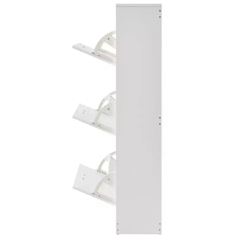 51H 3-Flip Drawer Shoe Cabinet,Freestanding Entryway Organizer with Side Hooks for Heels/Boots, White for Hallway/Living Room/Closet