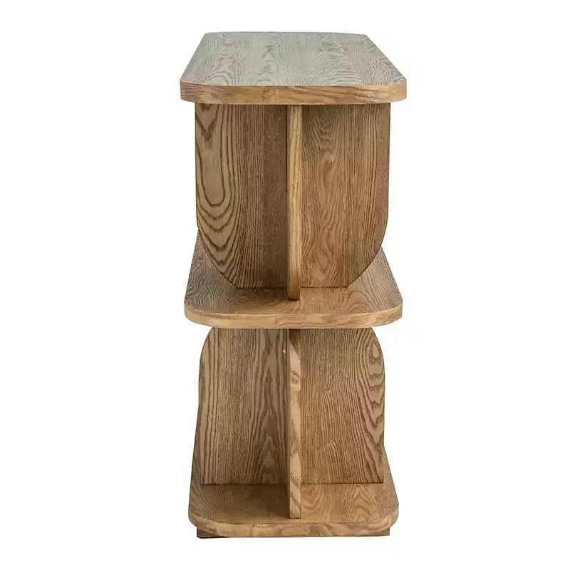 Three Tier Wooden Shelf with Brown Ash Veneer Finish 47x15x32.5