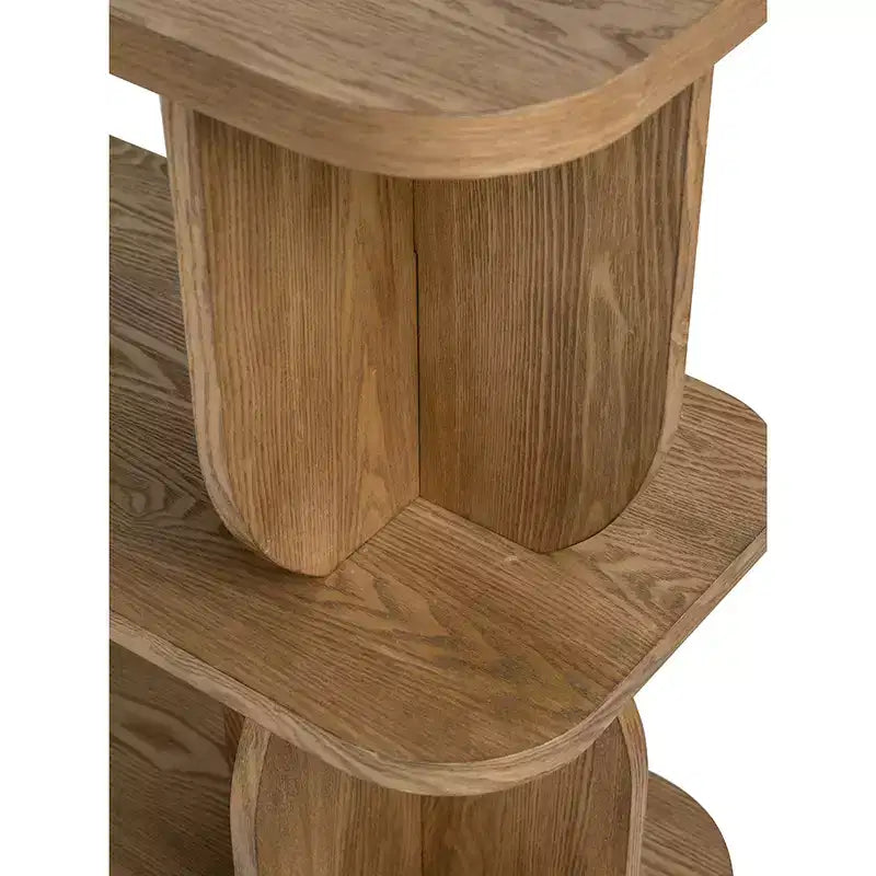 Three Tier Wooden Shelf with Brown Ash Veneer Finish 47x15x32.5