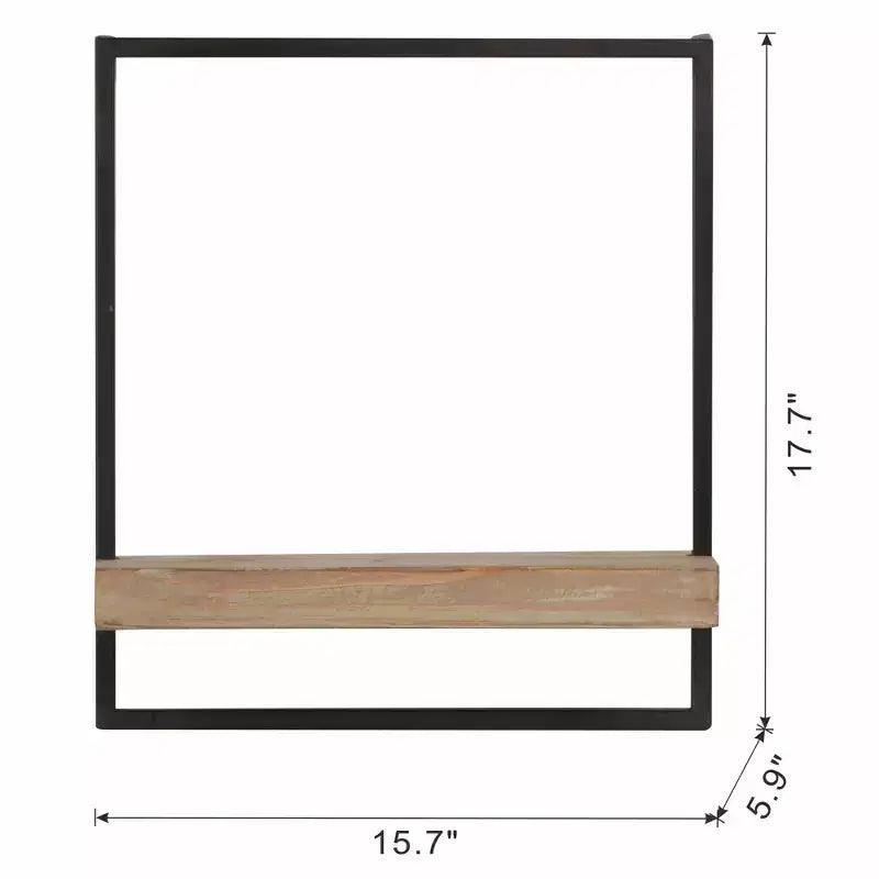 Iron and Wood Wall Shelf Hanging Decor 15.7x5.9x17.7