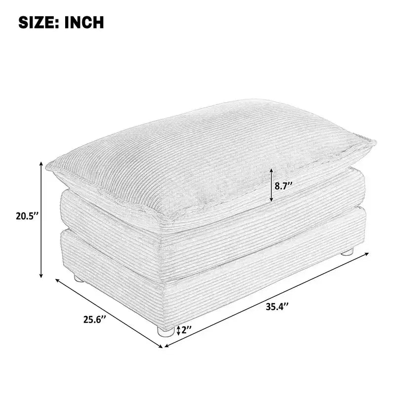 35.4 Ottoman Dual-layer Ottoman for Living Room Bedroom Dark Gray