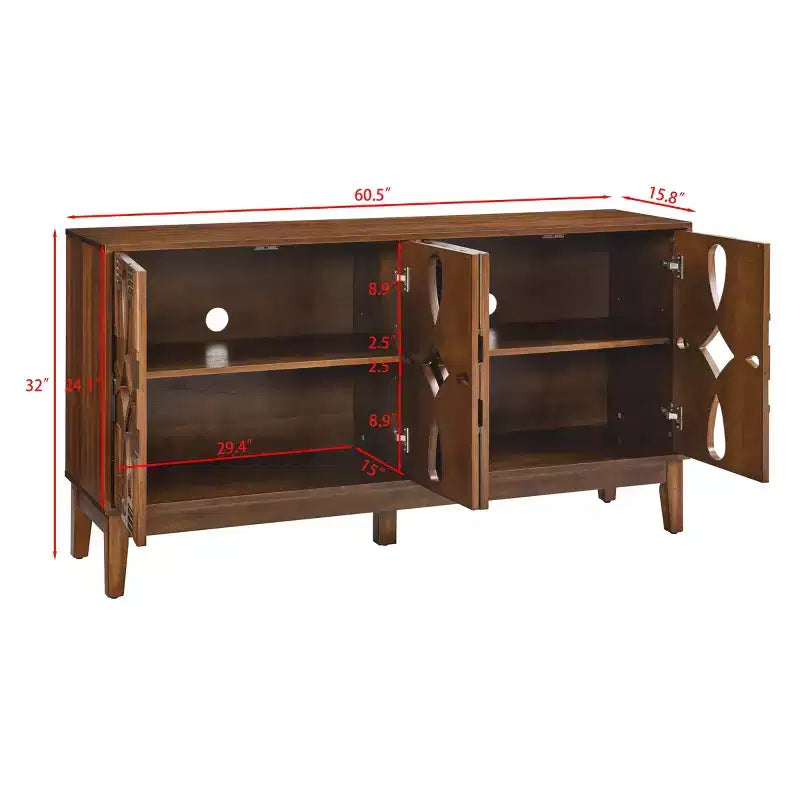 Buffet Sideboard Table, Console Storage Cabinet with 4 Doors & Adjustable Shelves, Sideboard Buffet Cabinet for Kitchen Entryway