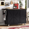 Kitchen Island, 54.5 Rolling Trolley Cart, Storage Island with Drop Leaf Worktop, Spice Rack, 3 Drawer and 2 Doors, Rolling Cart on Wheels