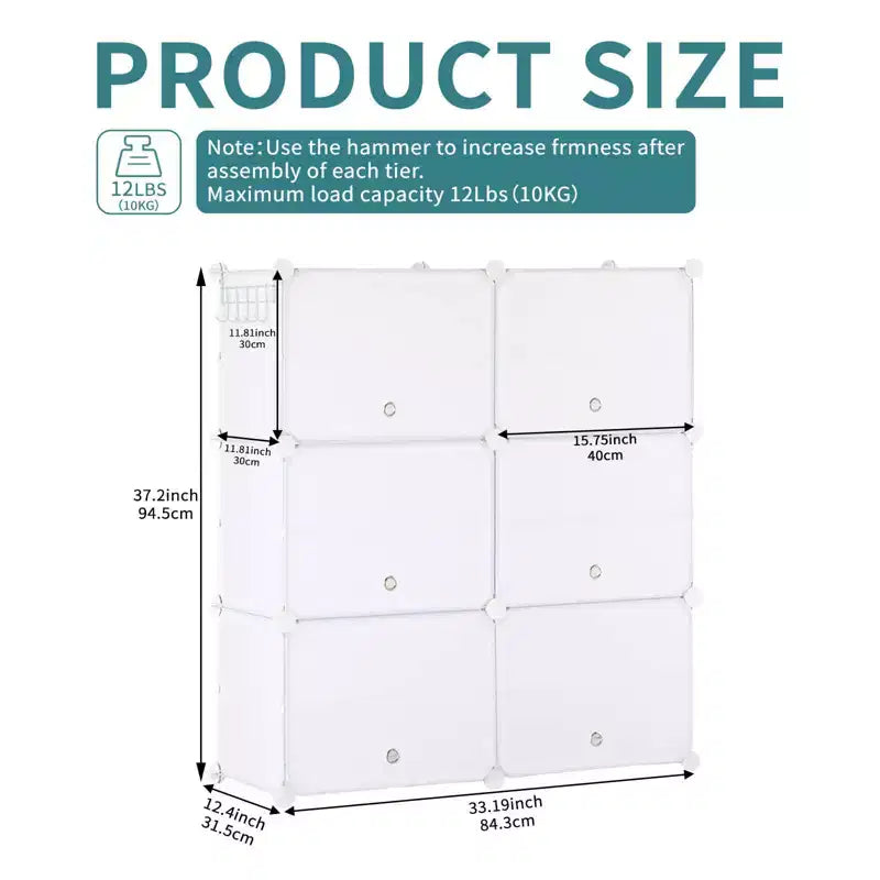 6-Layer Shoe Rack Storage Cabinet with Door, Stackable & Detachable