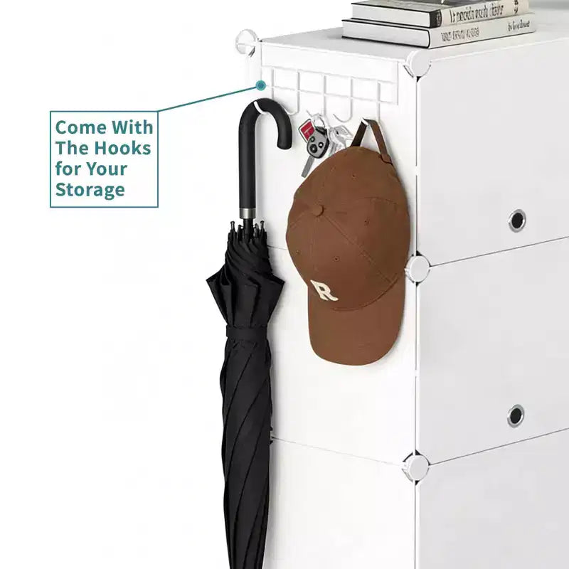 6-Layer Shoe Rack Storage Cabinet with Door, Stackable & Detachable