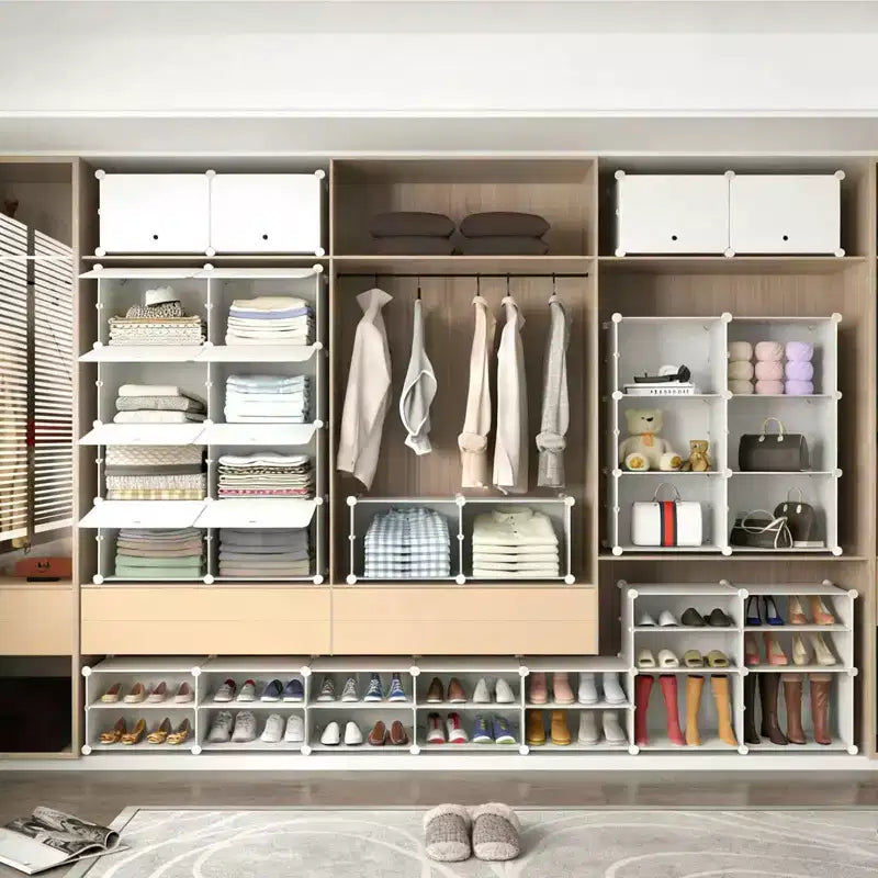 6-Layer Shoe Rack Storage Cabinet with Door, Stackable & Detachable