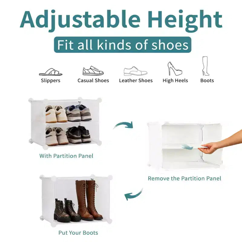 6-Layer Shoe Rack Storage Cabinet with Door, Stackable & Detachable