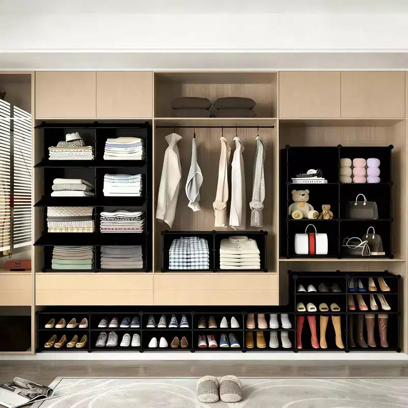 6-Layer Shoe Rack Storage Cabinet with Door, Stackable & Detachable