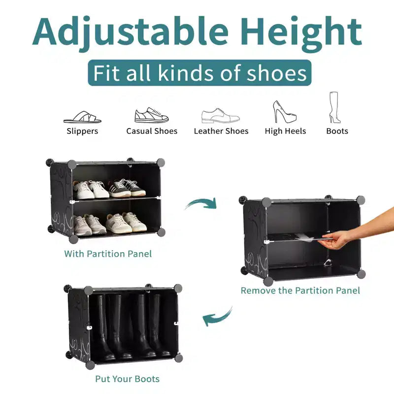 6-Layer Shoe Rack Storage Cabinet with Door, Stackable & Detachable