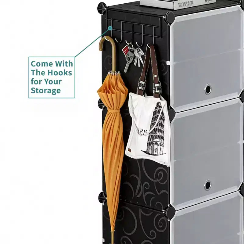 6-Layer Shoe Rack Storage Cabinet with Door, Stackable & Detachable