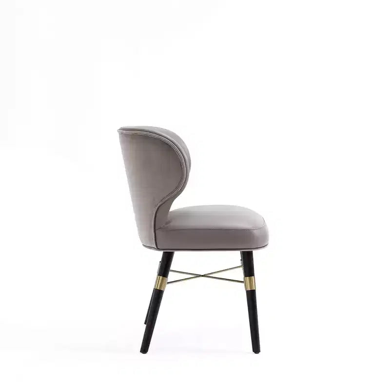 Modern Velvet and Leatherette Upholstered Dining Chair Dark Taupe